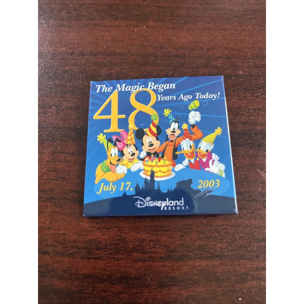 Disneyland Resort 48th Birthday July 17, 2003 Mickey And Friends Button Pin‎